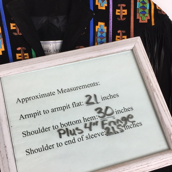 VTG Erez Levy Embroidered Leather Jacket Fringe Black Colorful Western Beaded - Picture 16 of 16